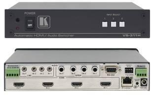 VS-211H 2x1 HDMI スタンバイスイッチャー スイッチャー & ルーター 希望小売価格 48,700 仕様入力 :2 HDMI 出力 :1 HDMI コントロール : 接点リモート (3 ピンターミナルブロック ) 入力選択スイッチ自動スタンバイスイッチング : 主映像信号が中断すると 自動的に副入力に切り替わる ( 主映像信号が検出されると再び戻る ) 最大データ転送レート :6.
