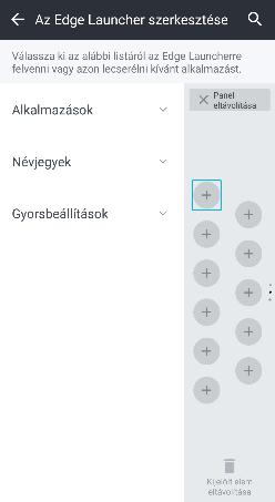65 Edge Sense Alkalmazások, gyorsbeállítások és névjegyek hozzáadása Adja kedvenc alkalmazásait és gyorsbeállításait az Edge Launcherhoz.