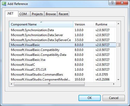 4.15. ábra Visual Basic referencia hozzáadása Most már használhatjuk az InputBox függvényt, amely beolvas egy stringet egy felbukkanó ablak segítségével.