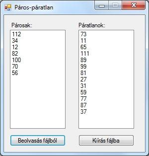 Kiírás szövegfájlba: Különbségek a beolvasáshoz képest: 1. Fájltípus deklarációja és a fájl megnyitása: StreamWriter f = File.CreateText(fájlnév); 2. Nem kell használni az f.