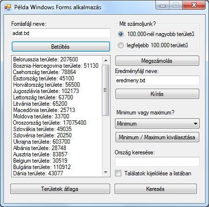 PROGRAMOZÁSI TÉTELEK STRUKTÚRA TÍPUSÚ ADATOKRA 6.2.Nyissuk meg az 5.2. feladatban elkészített programot, és írjuk meg a többi gomb eseménykezelő metódusát, azaz a többi programozási tételt!