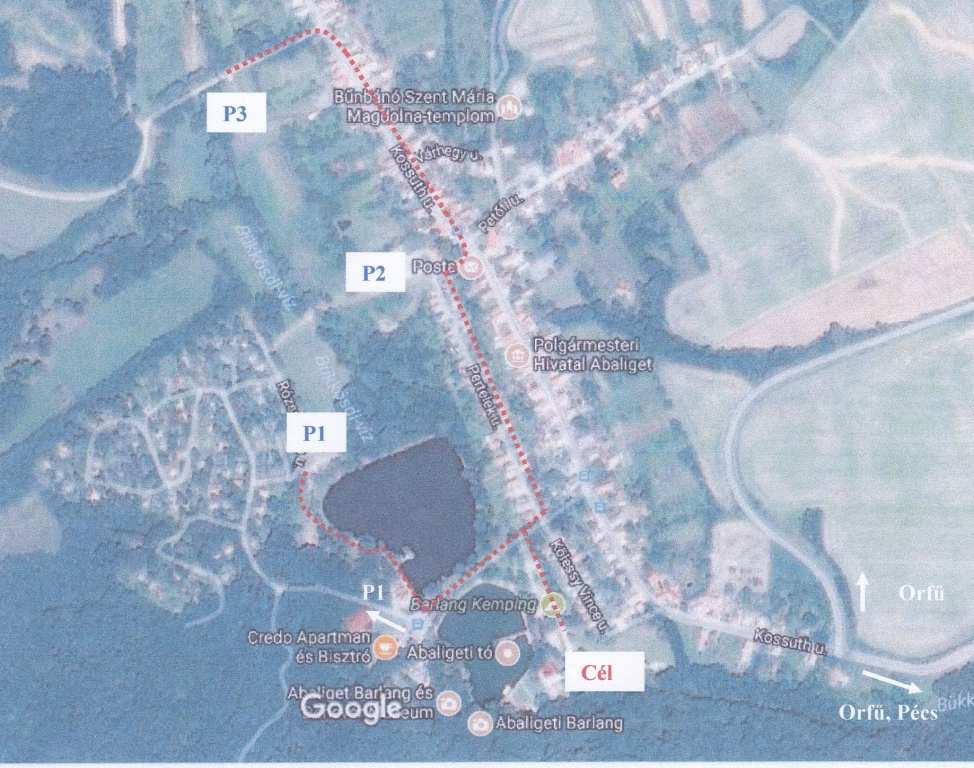 Letérés az útról dél felé a bójával jelzett helyen a falun belül. Parkolás: A parkolást több egymástól távol lévő parkolóban tudtuk megoldani.
