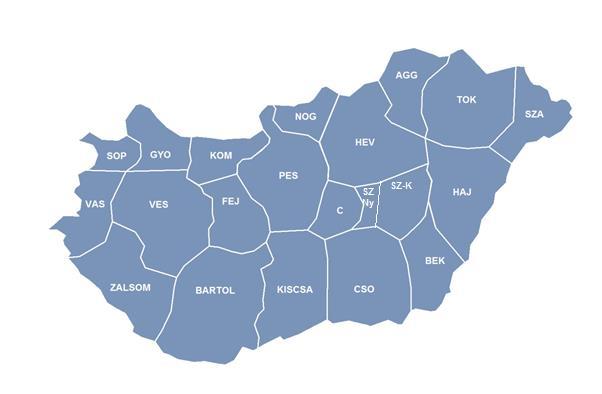 SZ SZA TOK AGG PES NOG HEV C SZ-Ny SZ-K HAJ BEK CSO KISCSA ZALSOM BARTOL KOM FEJ VAS VES GYO SOP Hálózat alapján 2020. szeptember 6.