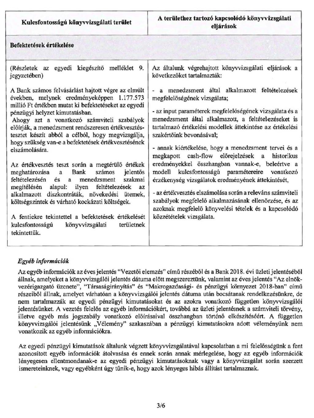 A KÖNYVVIZSGÁLÓ JELENTÉSEI A TÁRSASÁG