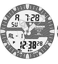 Mode), Stopper (Chronograph Mode), Időzítő (Timer Mode), Merülési Napló (Dive Record Recall