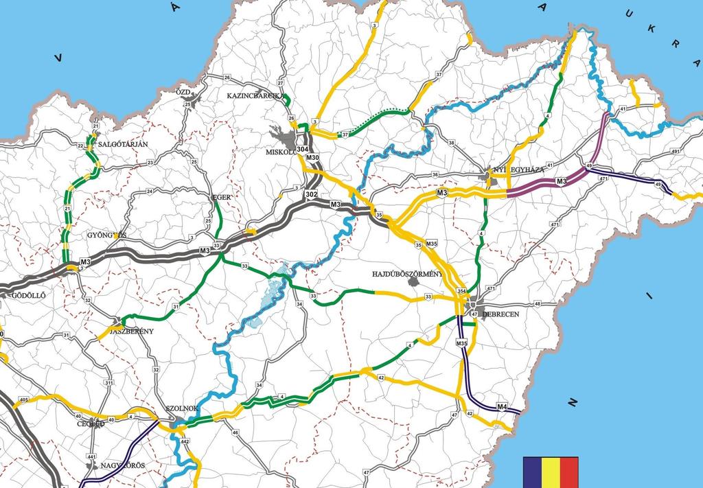 M3 Nyíregyháza- Vásárosnamény 49. főút fejlesztése (távl. M49) M35, M4 Debrecen - Berettyóújfalu - oh. 4. sz.