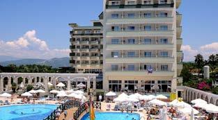 TÖRÖKORSZÁG / ALANYA HOLIDAY GARDEN www.holidaygrouphotels.com (00 90) 242 527 5030 Fekvése: A hotel közvetlenül a homokos-aprókavicsos tengerparton fekszik, az antalyai repülőtértől kb.
