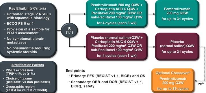 KEYNOTE 407: Fázis III-as vizsgálat Paclitaxel/carboplatin.