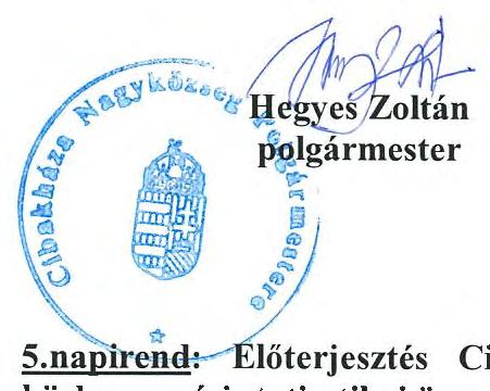 A képviselő-testület egyhangúlag 5 igen szavazattal, ellenszavazat és tartózkodás nélkül az alábbi határozatot hozta: Cibakháza Nagyközség Önkormányzata Képviselő-testületének 73/2018. (IV. 25.