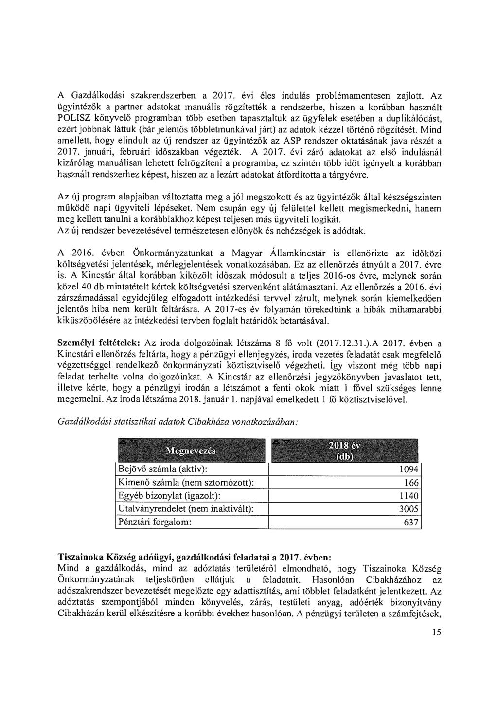 A Gazdálkodási szak.rendszerben a 2017. évi éles indulás problémamentesen zajlott.