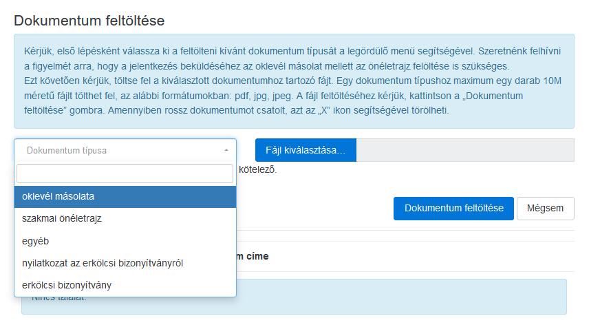 A dokumentumok feltöltésének menete: 1.
