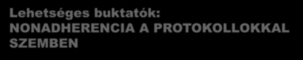Lehetséges buktatók: NONADHERENCIA A PROTOKOLLOKKAL SZEMBEN Nehézkes hozzáférhetőség a klinikusok számára Ellentét a helyi és a nemzetközi protokoll