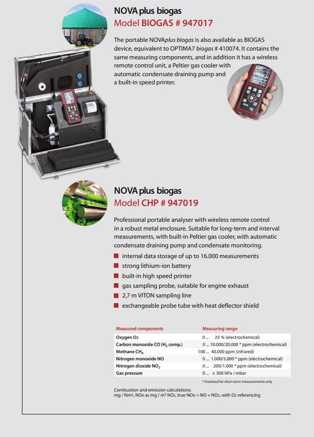 Biogáz konfiguráció #410076 A hordozható NOVAplus készülék is elérhető biogáz mérésre alkalmas kivitelben, hasonlóan, mint az OPTOIMA7 biogas.