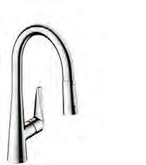 M5116-H200 egykaros konyhai csaptelep 200 kihúzható zuhanyfejjel ComfortZone 200 elfordulási tartomány 110 / 150 lamináris és zuhany vízsugár rögzíthető zuhany