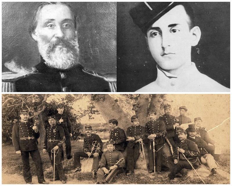 Primer Director Cnl Juan Czetz y el primer cadete Ramón Falcón Oficiales del Colegio