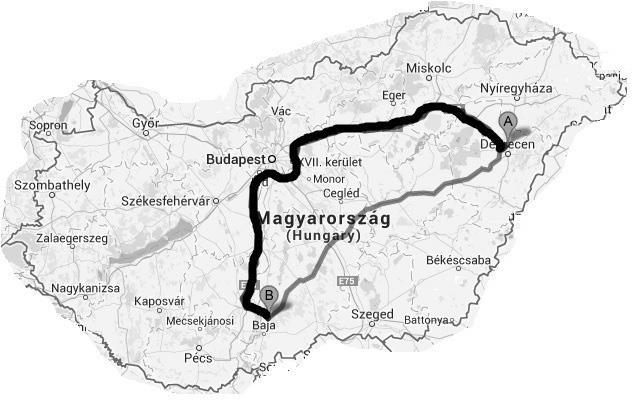 472. Budapestről reggel 7 órakor egy tehervonat indul Debrecenbe, amely megállás nélkül egyenletes sebességgel halad.
