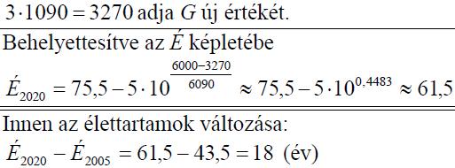 Mennyi volt 2005-ben a várható élettartam abban az országban, amelyben akkor a G nagysága 1090 dollár volt?