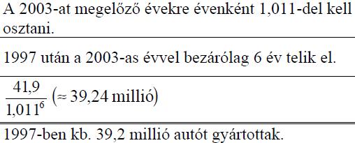 649. Kovács úr hét napon keresztül minden nap utazott a bérelt autóval. Megfigyelte, hogy a második naptól kezdve minden nap 10%-kal rövidebb utat tett meg, mint az azt megelőző napon.