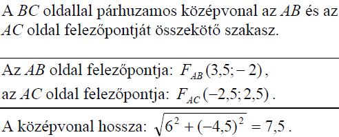 Mekkora az AC szakasz hossza? (2p) (2005máj29) 830. Egy háromszög csúcsainak koordinátái: A( 2; 1), B(9; 3) és C( 3; 6).