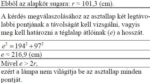 951. Egy biliárdasztal játékterülete téglalap alakú, mérete 194 cm 97 cm.