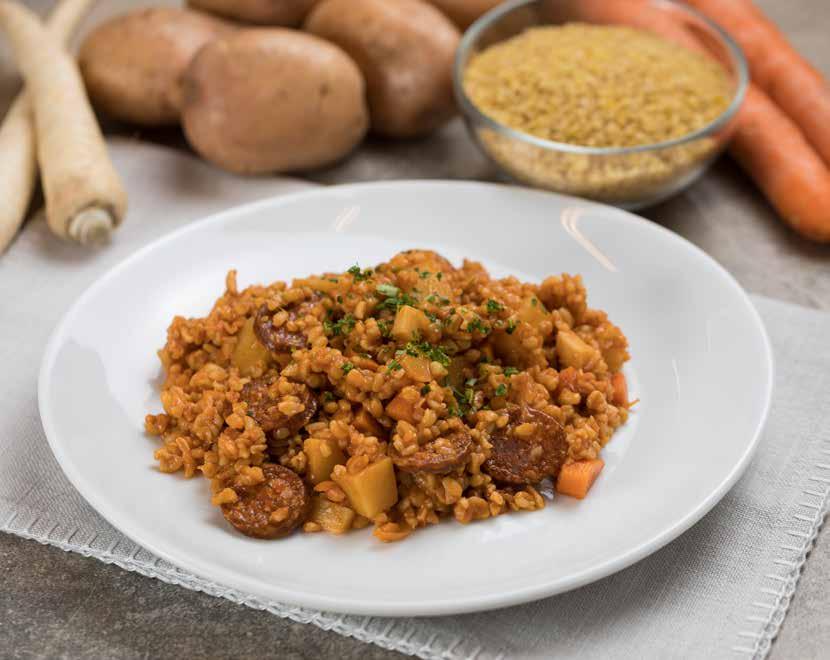 Főétel Pásztor bulgur 0,65 kg 0,85 bulgur (búzatöret) 0,4 kg 0,45 kolbász, száraz 0,3 kg 0,37 burgonya 0,2 kg 0,24 sárgarépa 0,2 kg 0,24 petrezselyemgyökér 0,01 kg 0,02