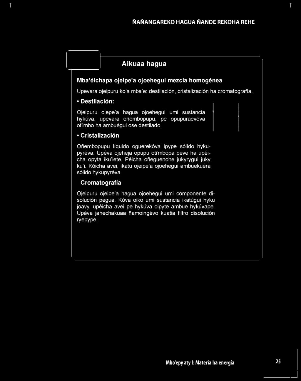 Upevara ojeipuru ko a mba e: destilación,
