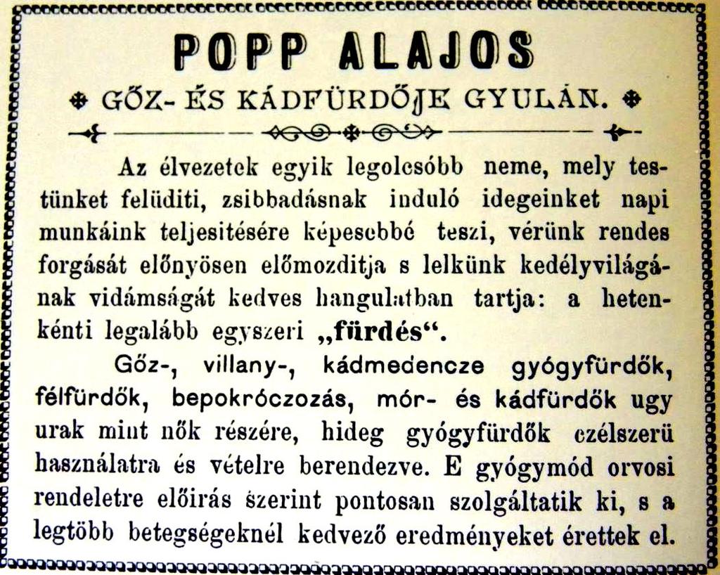 Az épületben működő fürdők
