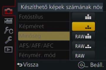 Előkészületek A menü beállítása 2 A gombokkal válassza ki a menüpontot, majd nyomja meg a [MENU/SET] gombot Oldalszám Az elemek a vezérlőtárcsával is kiválaszthatók. A [DISP.