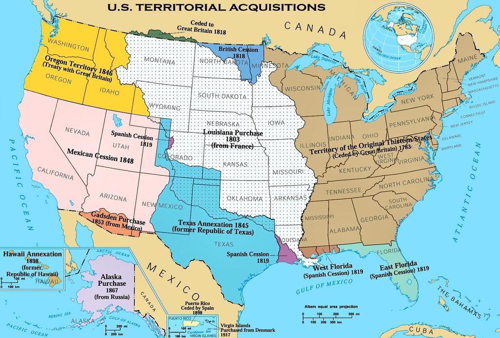 Az USA területi gyarapodása Forrás: