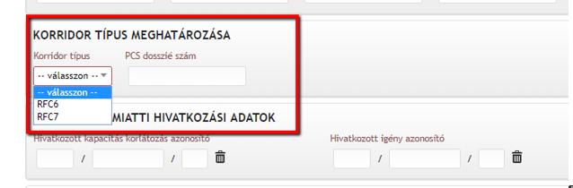 A vonatnem kiválasztása kötelező, szintén legördülő menüből történik.