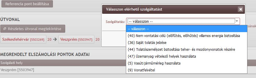 tartózkodási helyként rögzítve van (tartózkodás/szolgáltatás), vagy a vonat kiinduló-, illetve végállomása.