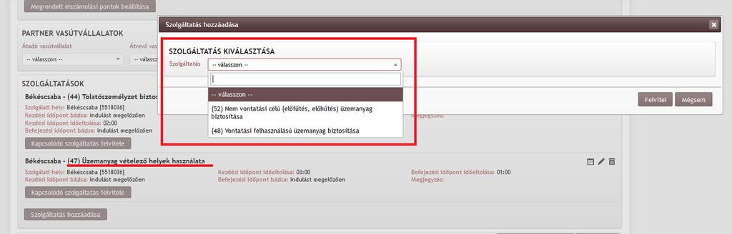 Ekkor vehetünk még fel további szolgáltatásokat (kék), vagy kapcsolódó szolgáltatást adhatunk meg (piros).