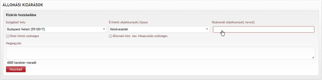 . Szükség esetén, ez után történhet a következő szakasz, vagy ugyan az a szakasz másik vágányára vonatkozó adatainak bevitele (másolással).