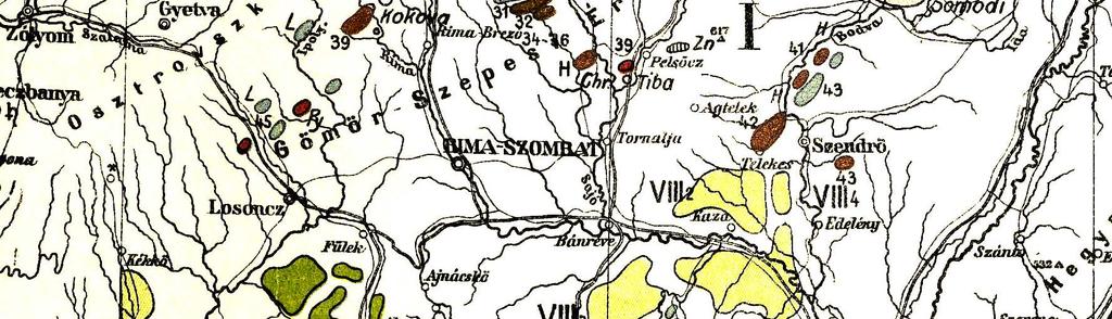 (I); a Salgótarján-vidéki és a borsodi széntelepek (VII, VIII).