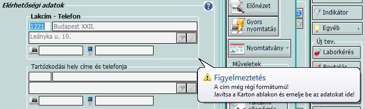 karton ablakát megnyitva a Személyi fül alatt a Lakcím melletti sárga ceruza ikonnal kell
