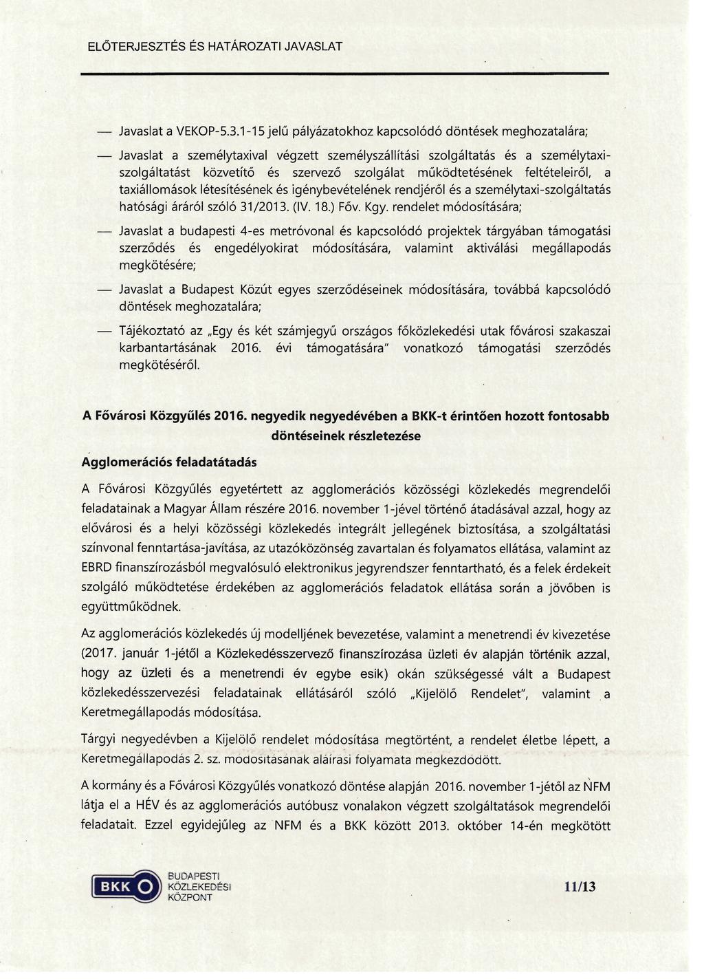 - Javaslat a VEKOP-5.3.