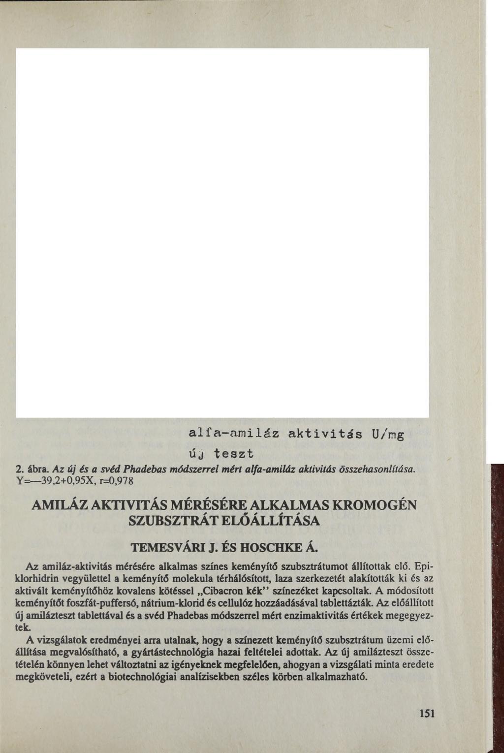alfa-amiláz aktivitás U/mg új teszt 2. ábra. A z új és a svéd Phadebas módszerrel mért alfa-amiláz aktivitás összehasonlítása.