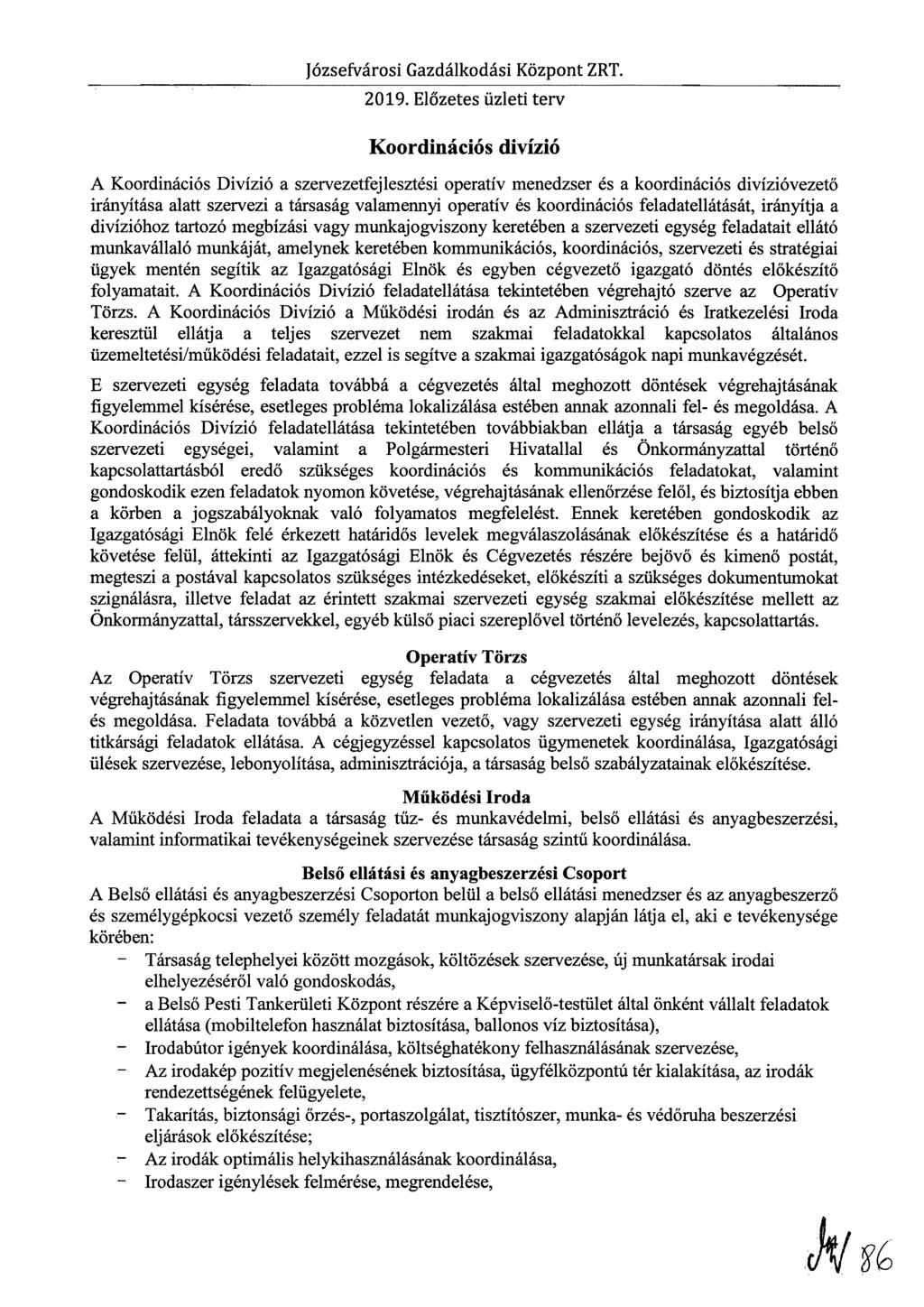 Józsefvárosi Gazdálkodási Központ ZRT. 2019.