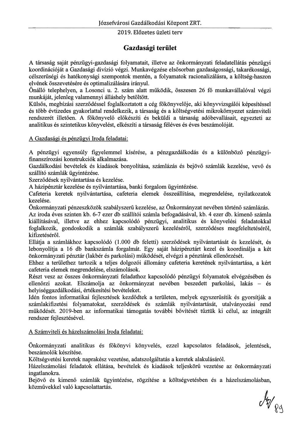 Józsefvárosi Gazdálkodási Központ ZRT. 2019.