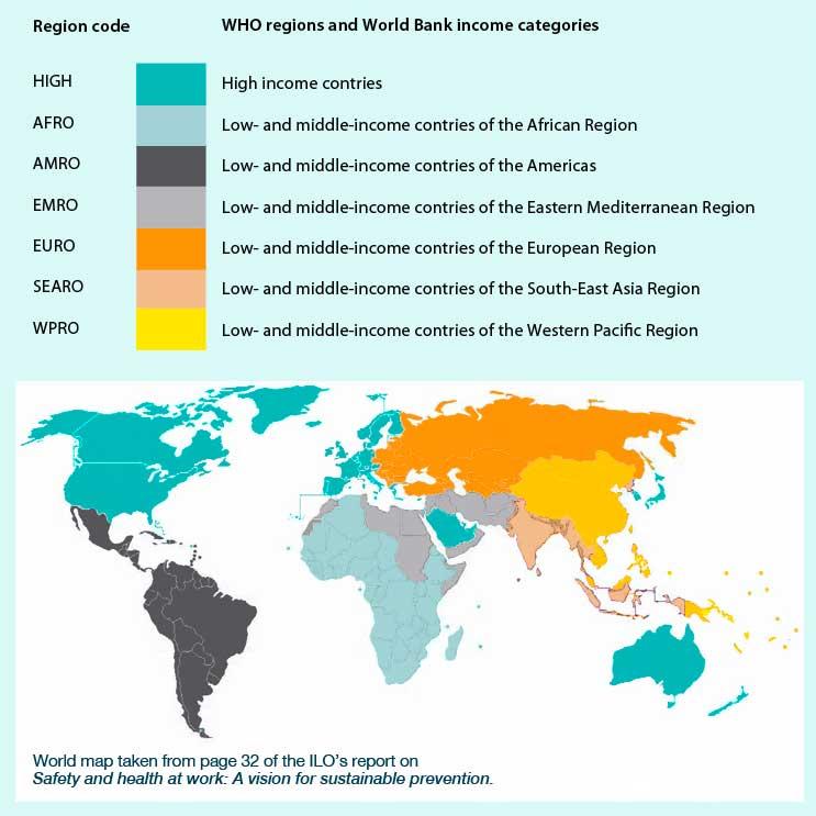3. ábra: A WHO osztályozása szerinti világrégiók Régiókód HIGH AFRO AMRO EMRO EURO SEARO WPRO WHO régiók és a Világbank jövedelemkategóriái Magas jövedelmű országok Az afrikai régió alacsony és