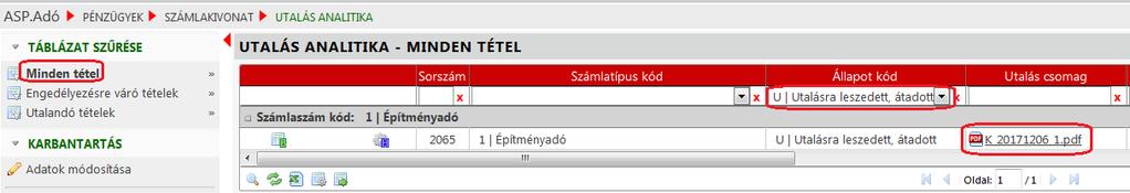 A bal oldali menüben a GIRO átadás részben van lehetőség kézi vagy elektronikus utalásra. Az elektronikus utalás jövő év elejétől lesz elérhető, működéséről külön fogunk írni.