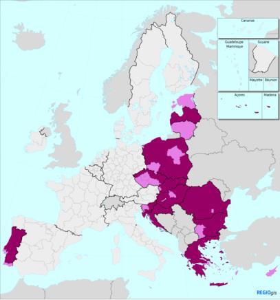 Amennyiben az Európai Regionális Fejlesztési Alapból, az Európai Szociális Alapból és a Kohéziós Alapból származó támogatásokra vonatkozó jogosultságot valamennyi tagállam és régió számára