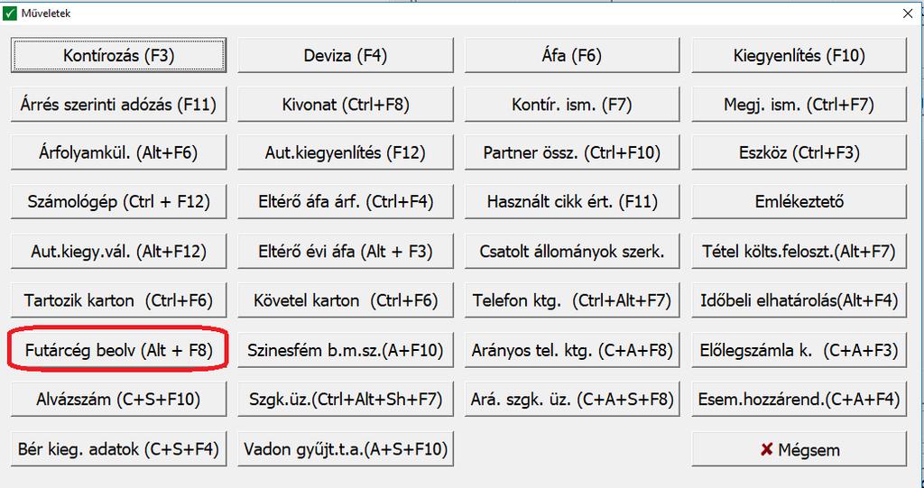 Már meglévő függő tétel esetén a beolvasást a már rögzített függő tételben, az Egyéb funkciókban kell indítani.