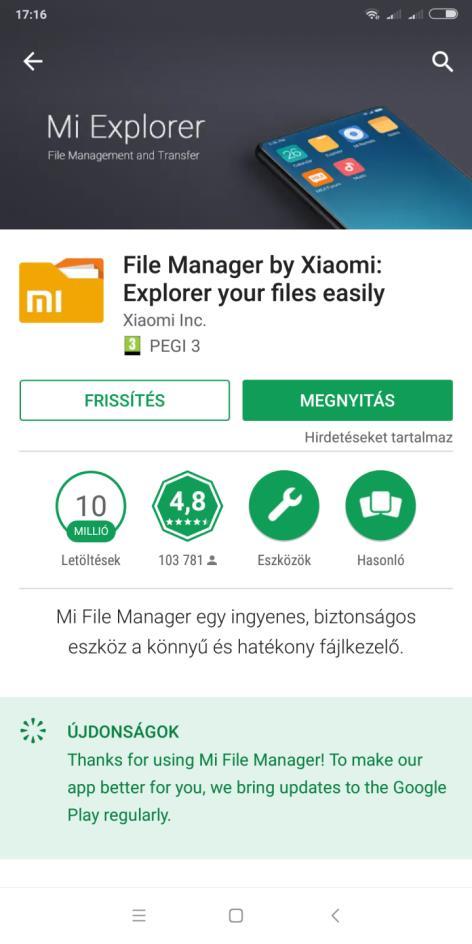 ALKALMAZÁSOK TELEPÍTÉSE 1. Nyissa meg a GOOGLE PLAY áruházat a főoldalon. 2. Keresse ki szabadszavas kereséssel, vagy kategória böngészéssel az Ön által telepíteni kívánt applikációt. 3.