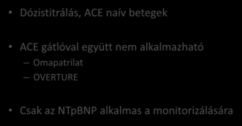 ARNI: gyakorlati kérdések Dózistitrálás, ACE naív betegek ACE gátlóval együtt