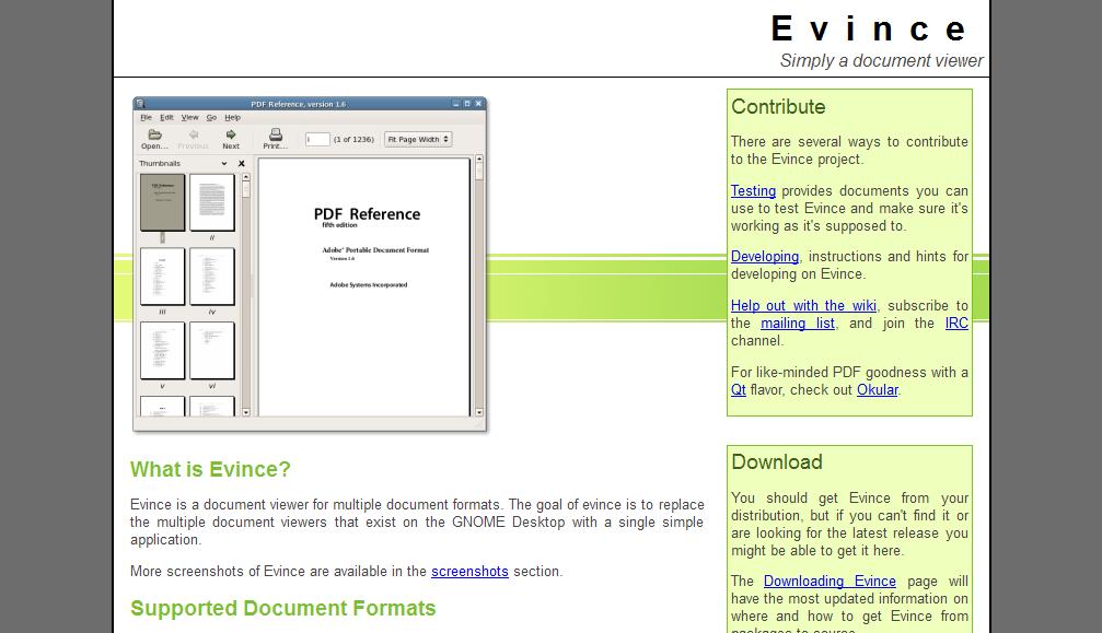Egy célszerű pdf megjelenítő program: projects.gnome.
