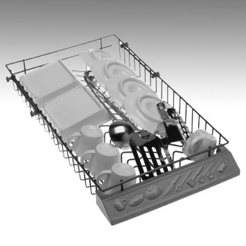 Using the third basket A standard daily load is represented in fig. 7. The third basket has been designed to load items such as utensils of small dimensions or flat and long shaped items.