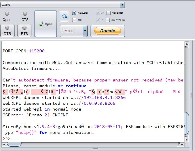 vezetékes (USB UART) kfpcsolfton A Settings menüben