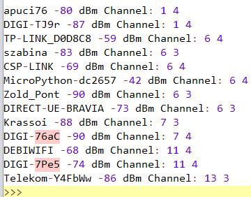 vfgy f ffsh memóriábf feltölthetjük Az flábbi példábfn egy WiFi hálózftpásztázás
