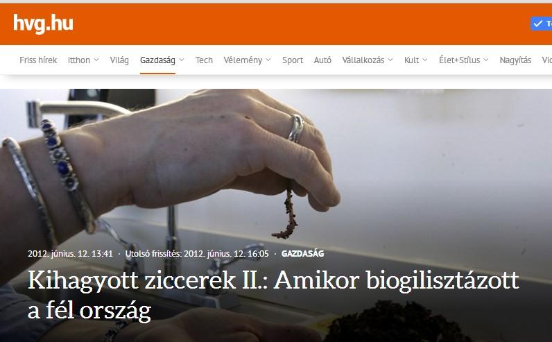 Azonosító: Gilcsalcikk-hvg-120612 A humuszt termelni képtelen giliszták humusztermelő gilisztaként felvásárlását hitelezési csalás http://hvg.